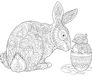 Coloriage lapin de paques et oeuf complexe pour adulte