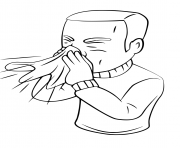 Coloriage sneezing man cartoon character