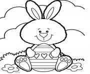 Coloriage lapin de paques souriant avec des coeurs