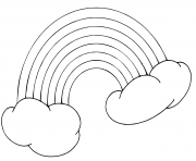 Coloriage arc en ciel sur deux nuages