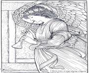 Coloriage adult burne jones an angel playing a flageolet