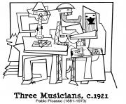 Coloriage picasto trois musiciens