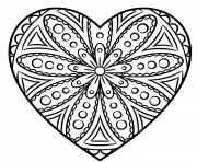 Coloriage mandala en forme de coeur avec des cercles