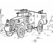 Coloriage vehicule militaire avec armes