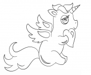 Coloriage chibi licorne with heart