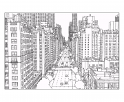 Coloriage ville de New York realistique avec les tours et building