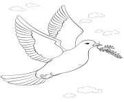 Coloriage oiseau de la paix avec branche olive