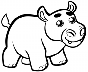 Coloriage bebe hippopotame mignon