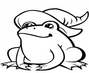 Coloriage mignonne grenouille au chapeau de sorciere