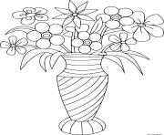 Coloriage bouquet de fleurs variees dans un vase