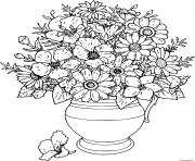 Coloriage bouquet de fleurs dans un vase