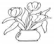 Coloriage tulipe dans un vase