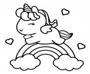 Coloriage adorable unicorn arc en ciel et coeur
