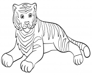 Coloriage adorable tigre qui se repose