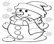Coloriage bonhomme de neige avec des flocons