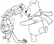 Coloriage Pooh Piglet with presents
