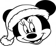 Coloriage Minnie face with christmas hat