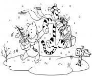 Coloriage Pooh Tigger off to the north pole