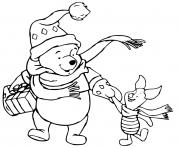Coloriage Pooh Piglet hand in hand