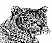 Coloriage tigre adulte mandala de profil