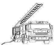 Coloriage camion de pompier avec une echelle