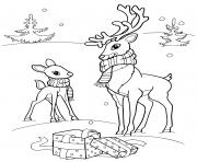 Coloriage cerf animaux rennes hiver