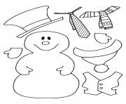 Coloriage dessin hiver maternelle bonhomme de neige avec ses habits