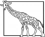 Coloriage girafe dans un cadre
