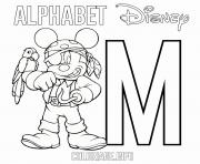 Coloriage Lettre M pour Mickey Mouse Pirate Disney