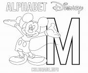Coloriage Lettre M pour Mickey Mouse Disney