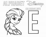 Coloriage Lettre E pour Elsa