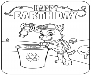 Coloriage Joyeux jour de la terre et un bac de recyclage