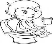 Coloriage un enfant au toilette pour faire ses besoins et rester propre