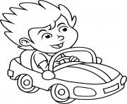 Coloriage un enfant conduit une voiture