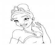 Coloriage Tiana premiere princesse Disney afro americaine dans le film La Princesse et la Grenouille