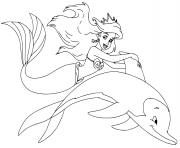 Coloriage La petite Sirene Ariel la plus jeune des 7 filles du Roi Triton