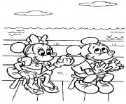 Coloriage Mickey et Minnie mangent