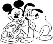 Coloriage Mickey et son chien Pluto