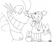 Coloriage Totoro et Mei Lusaka
