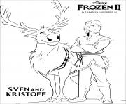 Coloriage Reine des Neiges 2 Sven et Kristoff recherchent la princesse Elsa