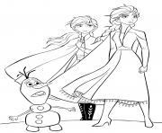 Coloriage Anna et Elsa et Olaf