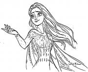 Coloriage Elsa Reine des Neiges 2 dans la foret enchantee