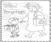 Coloriage caillou aime recycler avec sa mamie