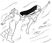 Coloriage Pocahontas evadee de la mer