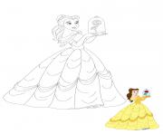 Coloriage Princesse Belle with Rose