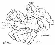 Coloriage princesse et son cheval direction royaume