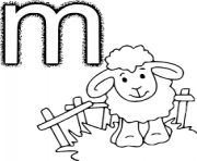 Coloriage alphabet m pour mouton