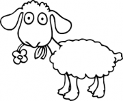 Coloriage mouton mange une fleur