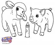 Coloriage bebe mouton et bebe cochon animaux de la ferme