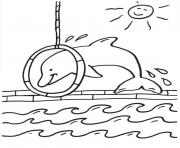 Coloriage dauphin saut dans un cerceau